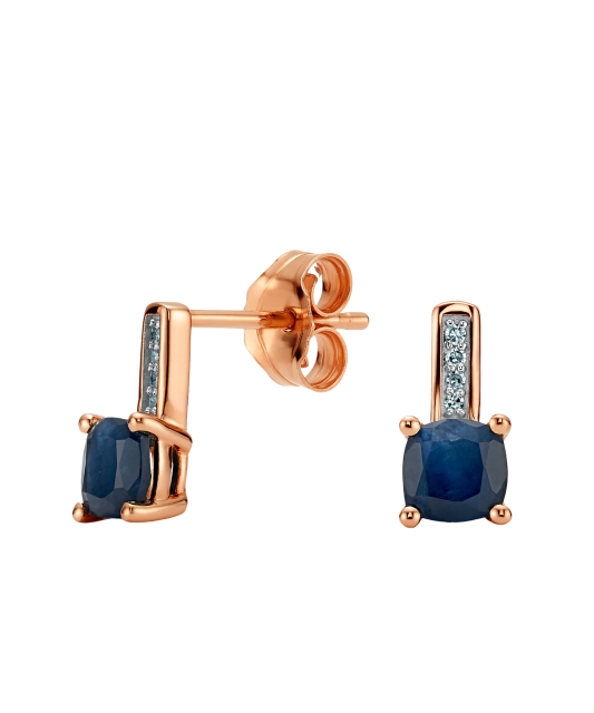Серьги из золота с бриллиантами и сапфиром