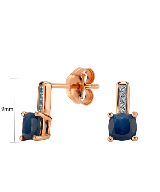 Серьги из золота с бриллиантами и сапфиром