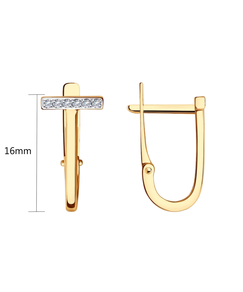 Золотые серьги с цирконами