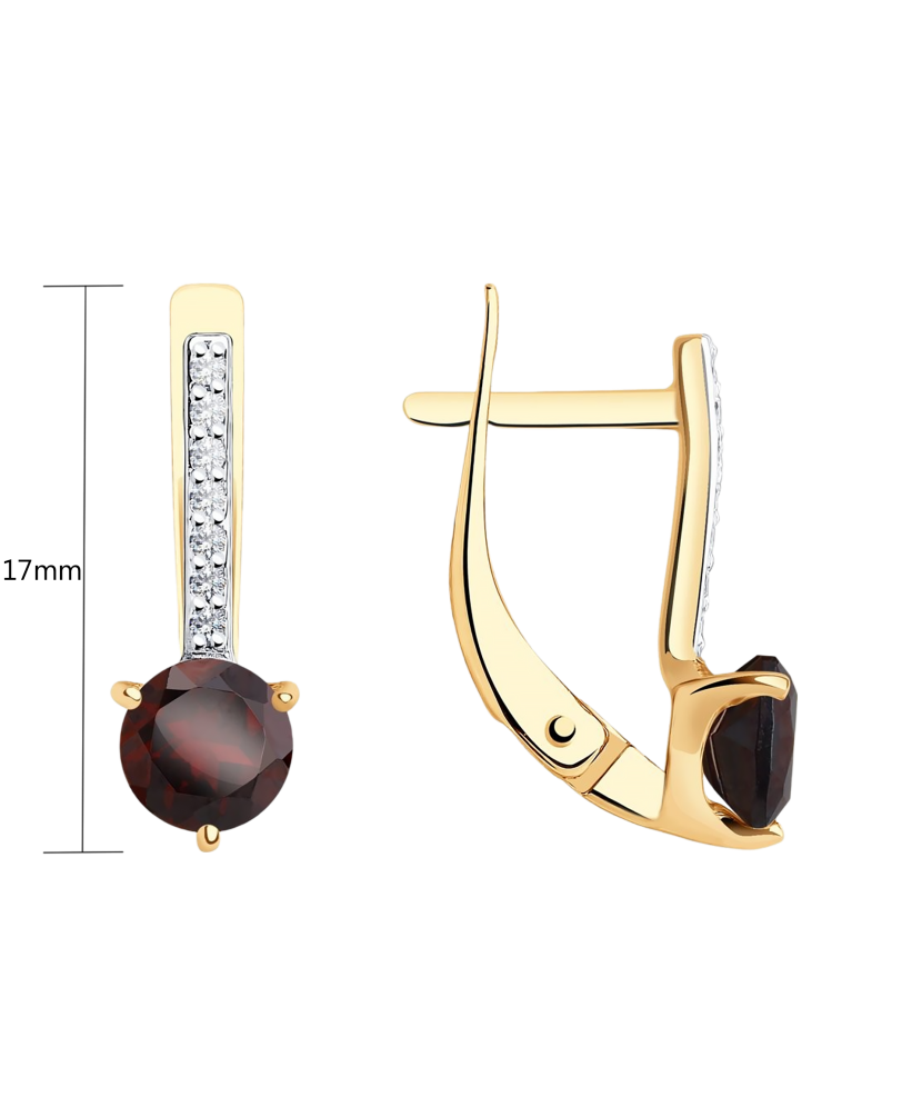 Kuldkõrvarõngad granaatide ja tsirkoonidega - Goldinga