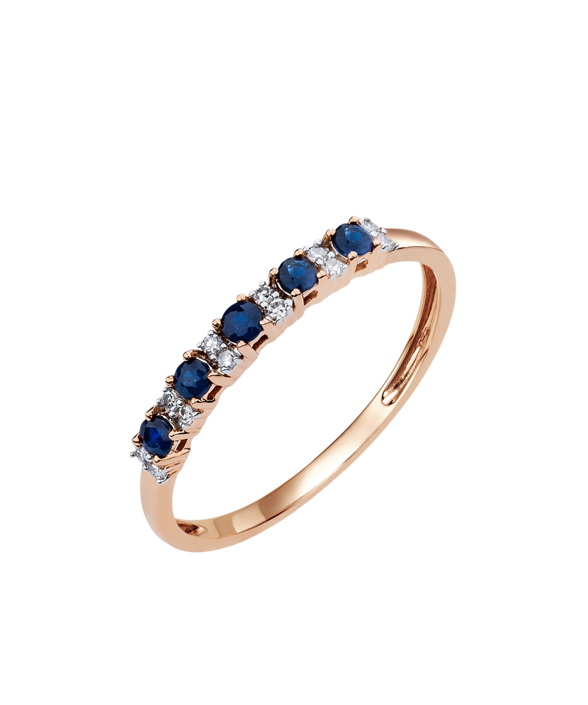 Золотое кольцо su с сапфирами и бриллиантами