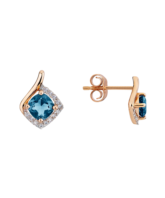 Kuldkõrvarõngad London topaasidega ja teemantidega