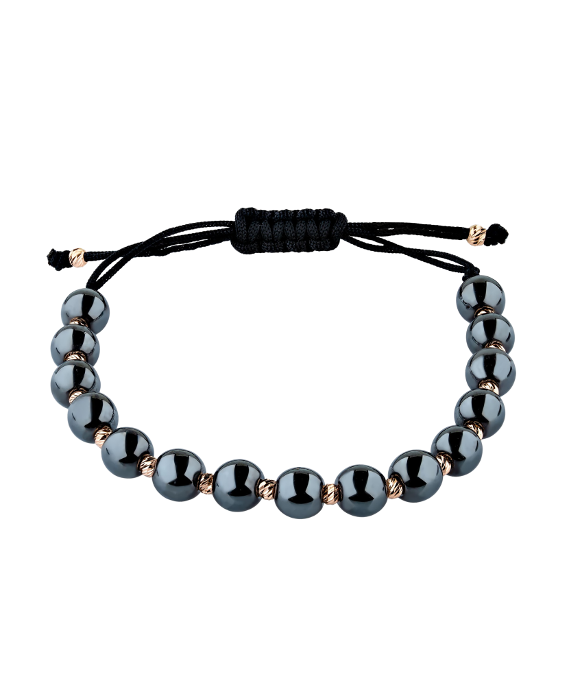 Mustast lõngast käevõru kulla ja Hematiitidega - Goldinga