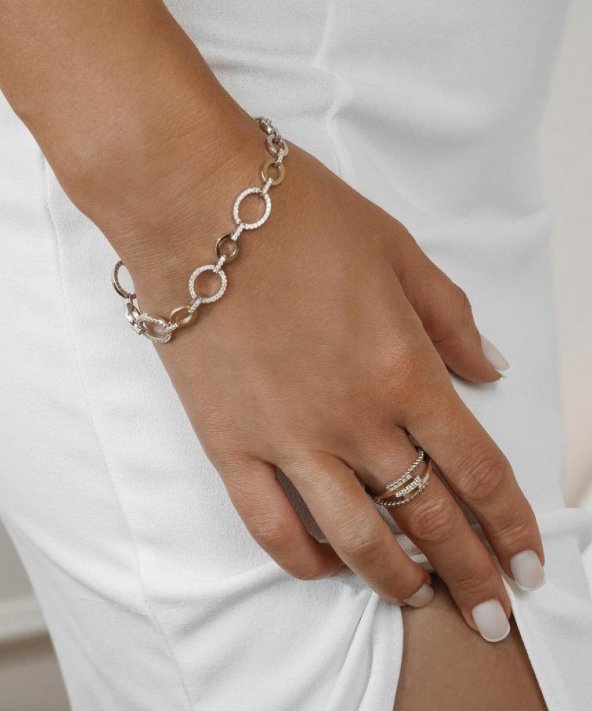 Браслет из позолоченного серебра с цирконами