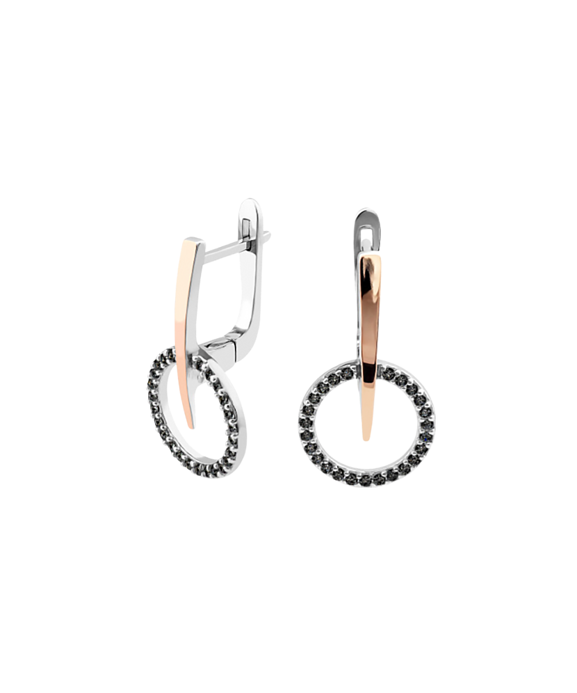 Hõbekõrvarõngad kullatud tsirkoonidega