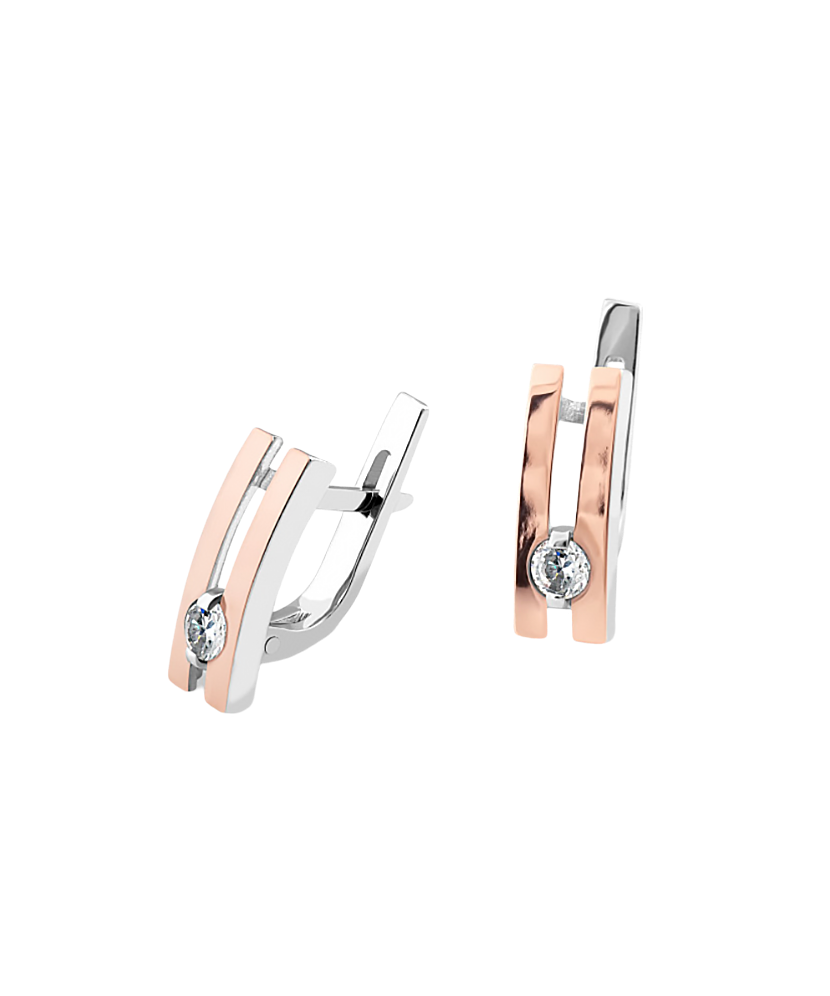 Hõbekõrvarõngad kullatud tsirkoonidega