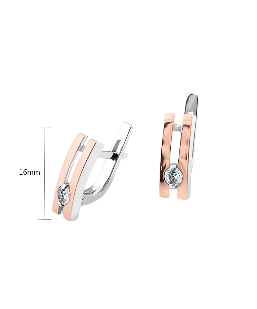 Hõbekõrvarõngad kullatud tsirkoonidega