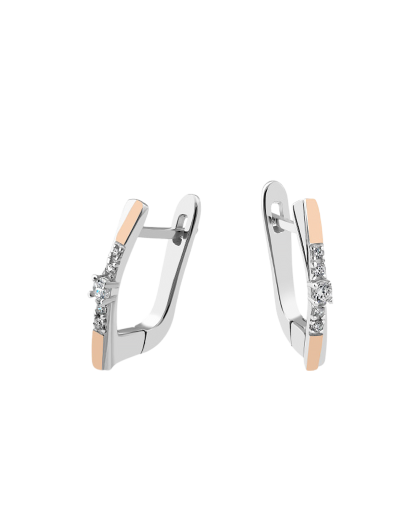 Hõbekõrvarõngad kullatud tsirkoonidega