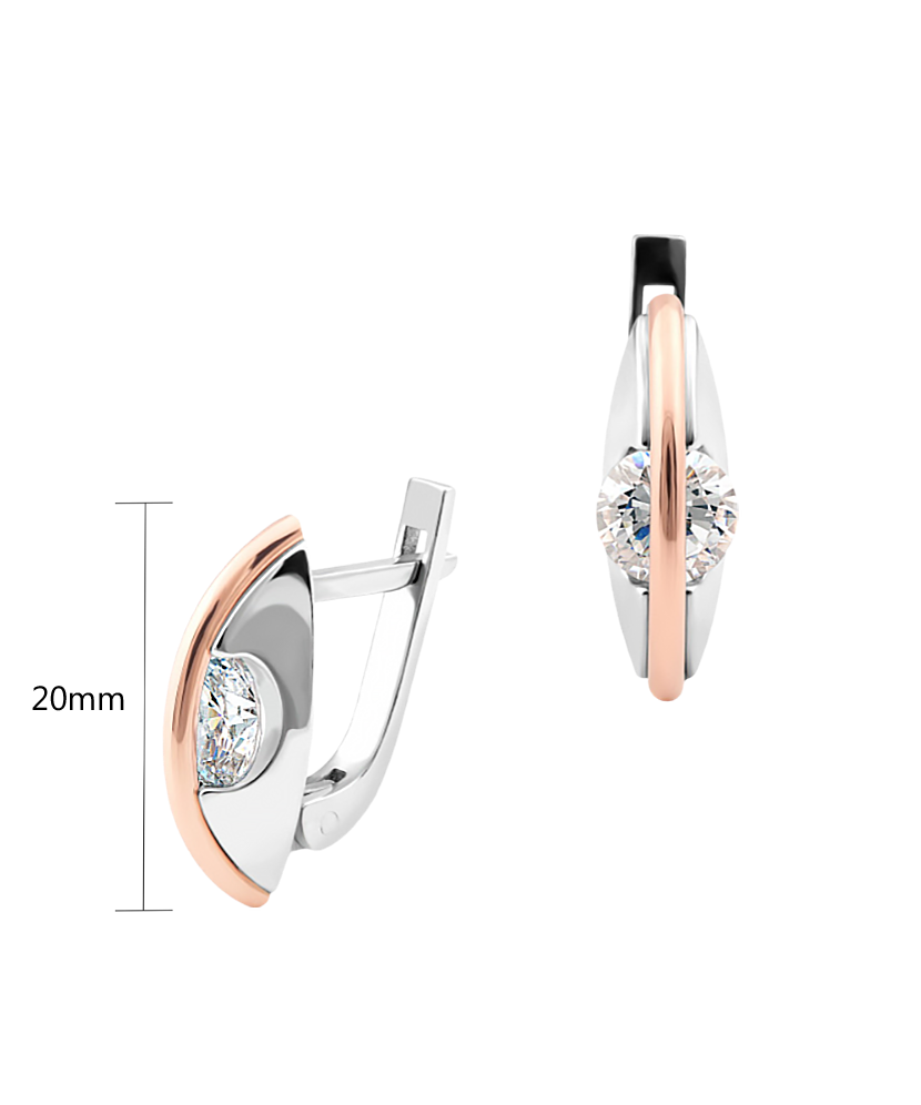 Hõbekõrvarõngad kullatud tsirkoonidega