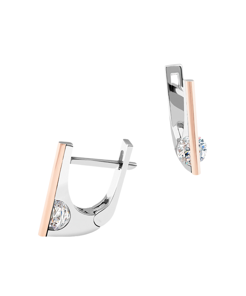 Hõbekõrvarõngad kullatud tsirkoonidega