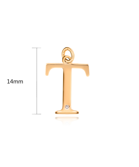 Золотой кулон с бриллиантом, буква T