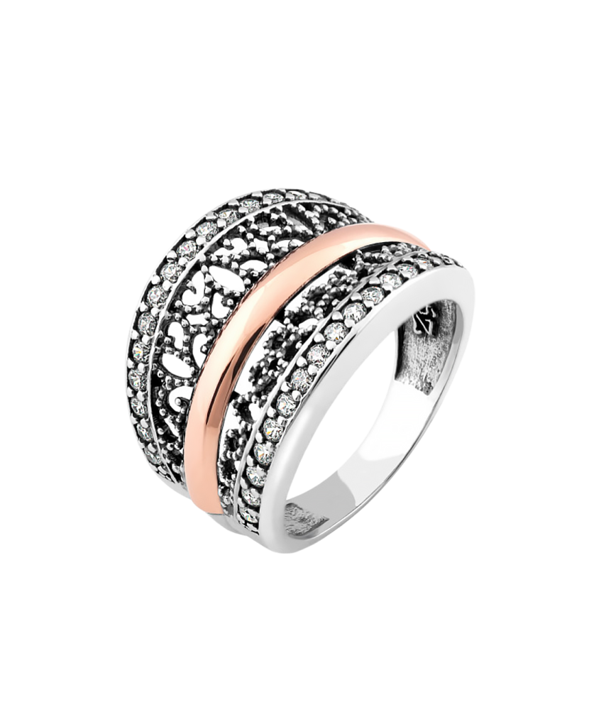 Hõbesõrmus kullatud tsirkoonidega