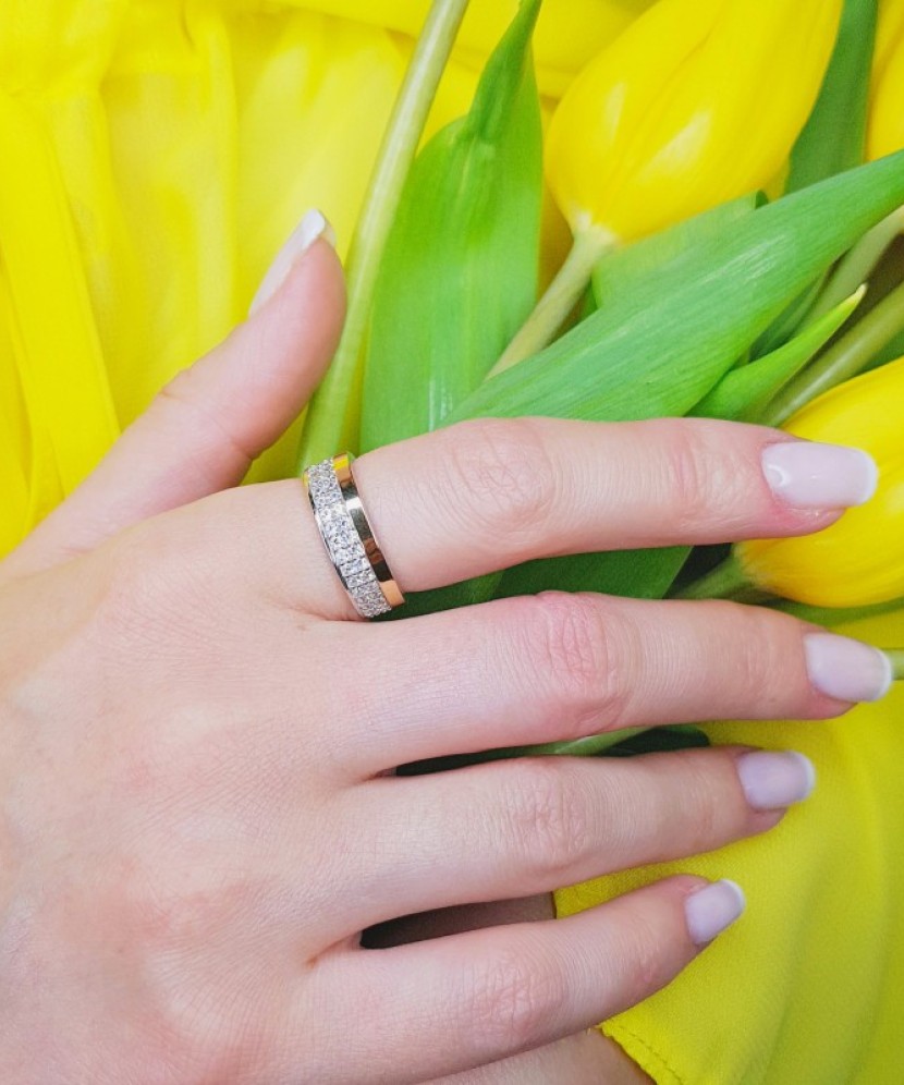 Hõbesõrmus kullatud tsirkoonidega