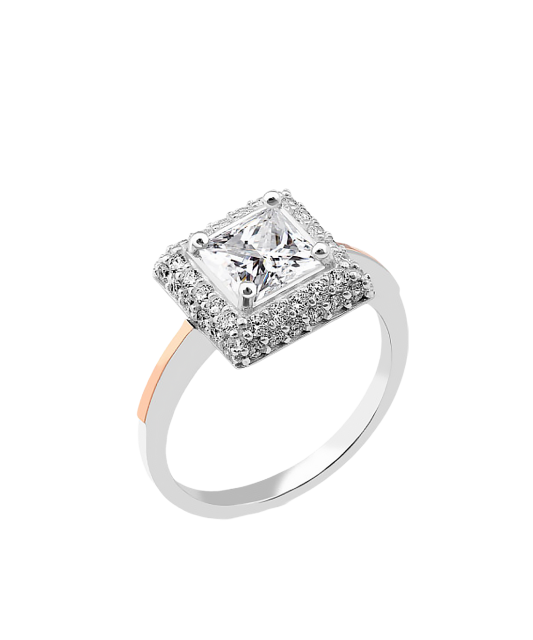 Hõbesõrmus kullatud tsirkoonidega