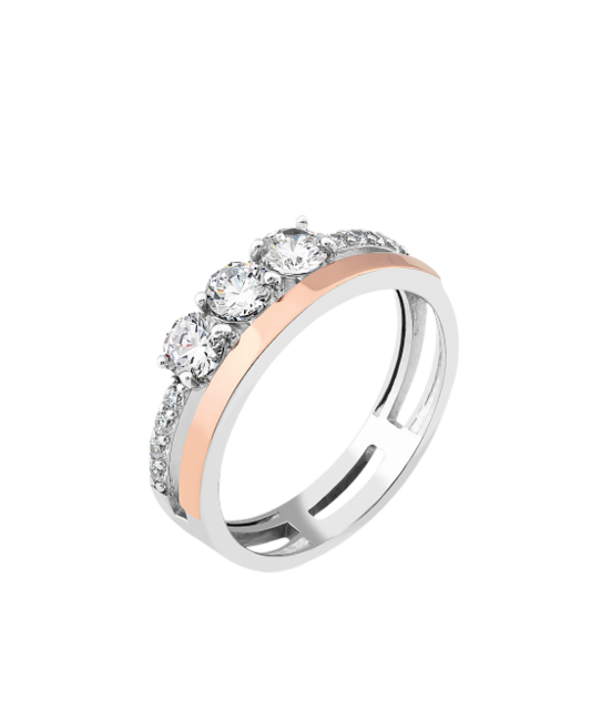 Кольцо из позолоченного серебра с цирконами