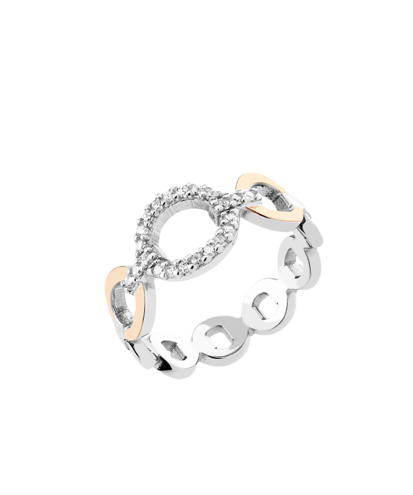 Hõbesõrmus kullatud tsirkoonidega