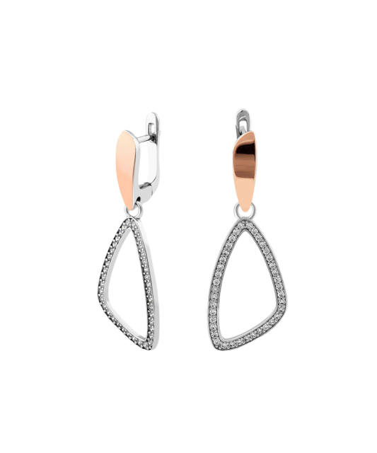 Hõbekõrvarõngad kullatud tsirkoonidega