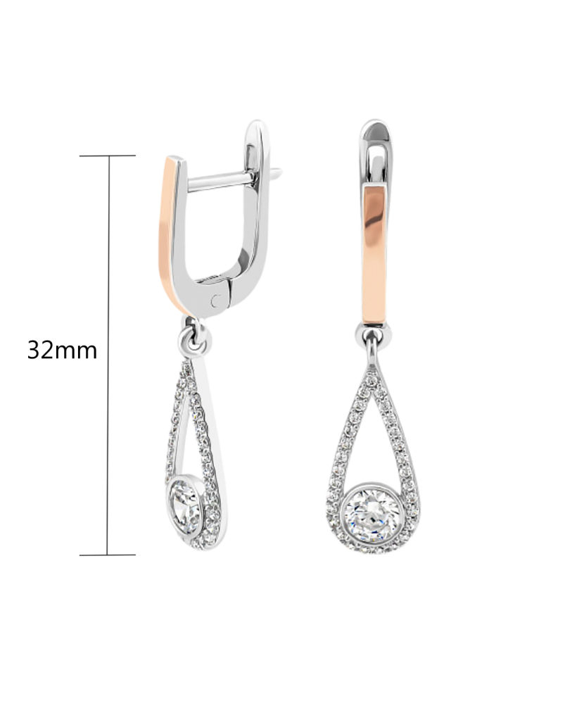 Hõbekõrvarõngad kullatud tsirkoonidega