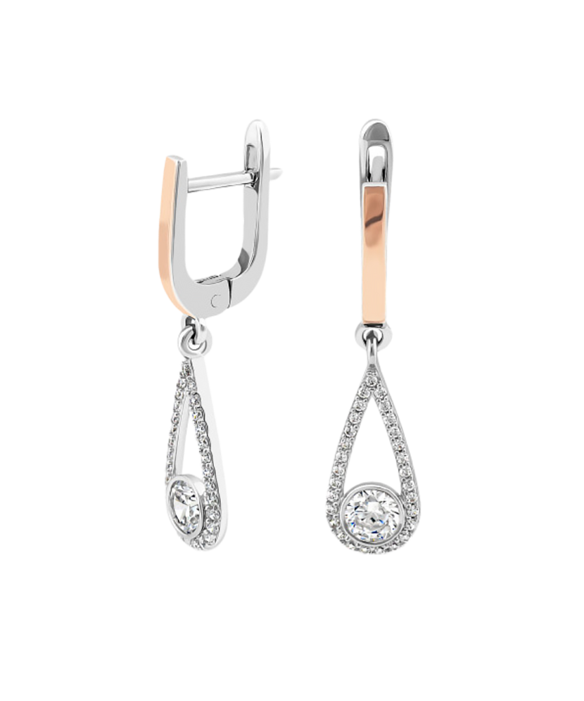 Hõbekõrvarõngad kullatud tsirkoonidega