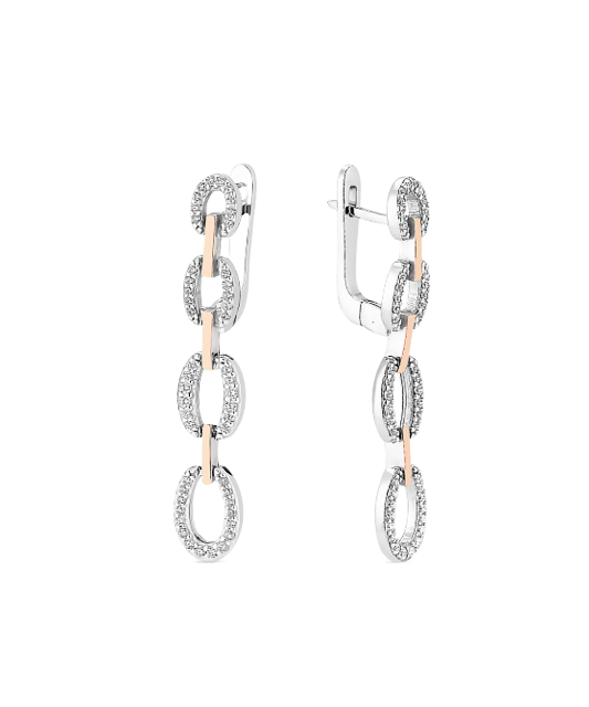 Hõbekõrvarõngad kullatud tsirkoonidega