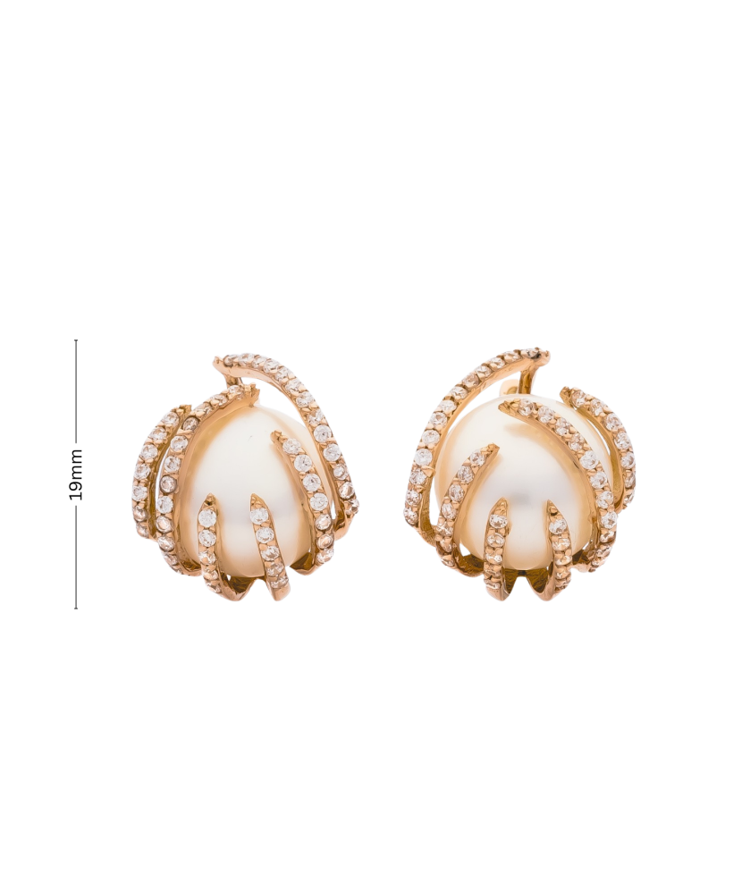 Kuldkõrvarõngad pärlite ja tsirkoonidega Goldinga 03927