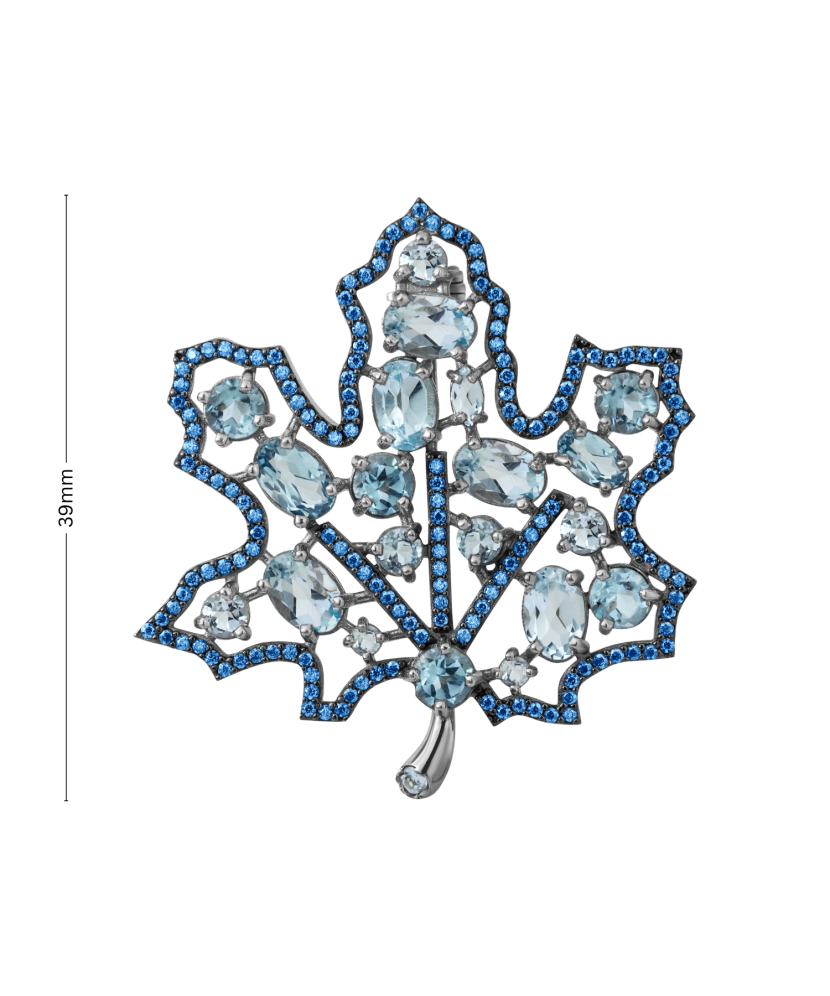 Sidabrinė Sagė Su Cirkoniais ir alpanitais "Klevo Lapas" Goldinga 454-2126-BR