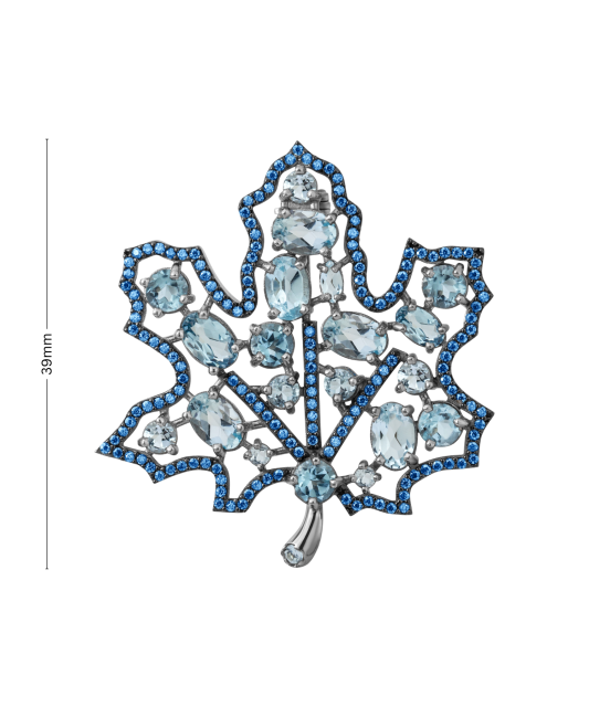 Sidabrinė Sagė Su Cirkoniais ir alpanitais "Klevo Lapas" Goldinga 454-2126-BR