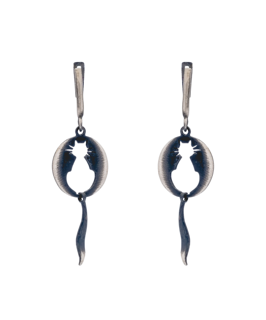 Серьги из серебра "Кошка"