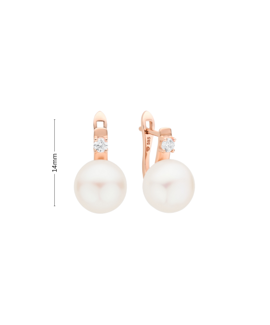 Золотые серьги с жемчугом и цирконом