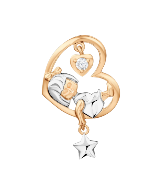 Золотая подвеска с цирконом "Девочка на луне"