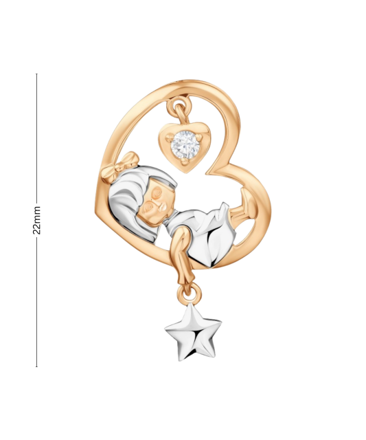 Золотая подвеска с цирконом "Девочка на луне"