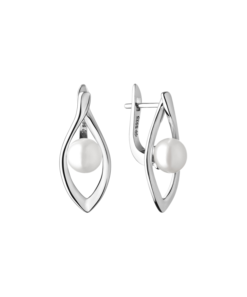 Серьги из серебра с натуральным жемчугом