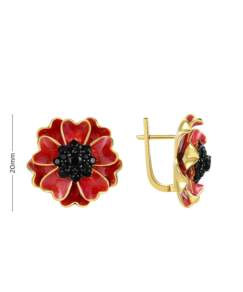 Kullatud Hõbedast kõrvarõngad tsirkoonide ja emailiga