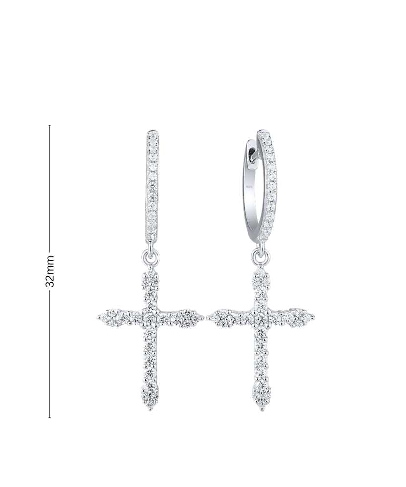 Hõbedast kõrvarõngad tsirkoonide "Ristid"