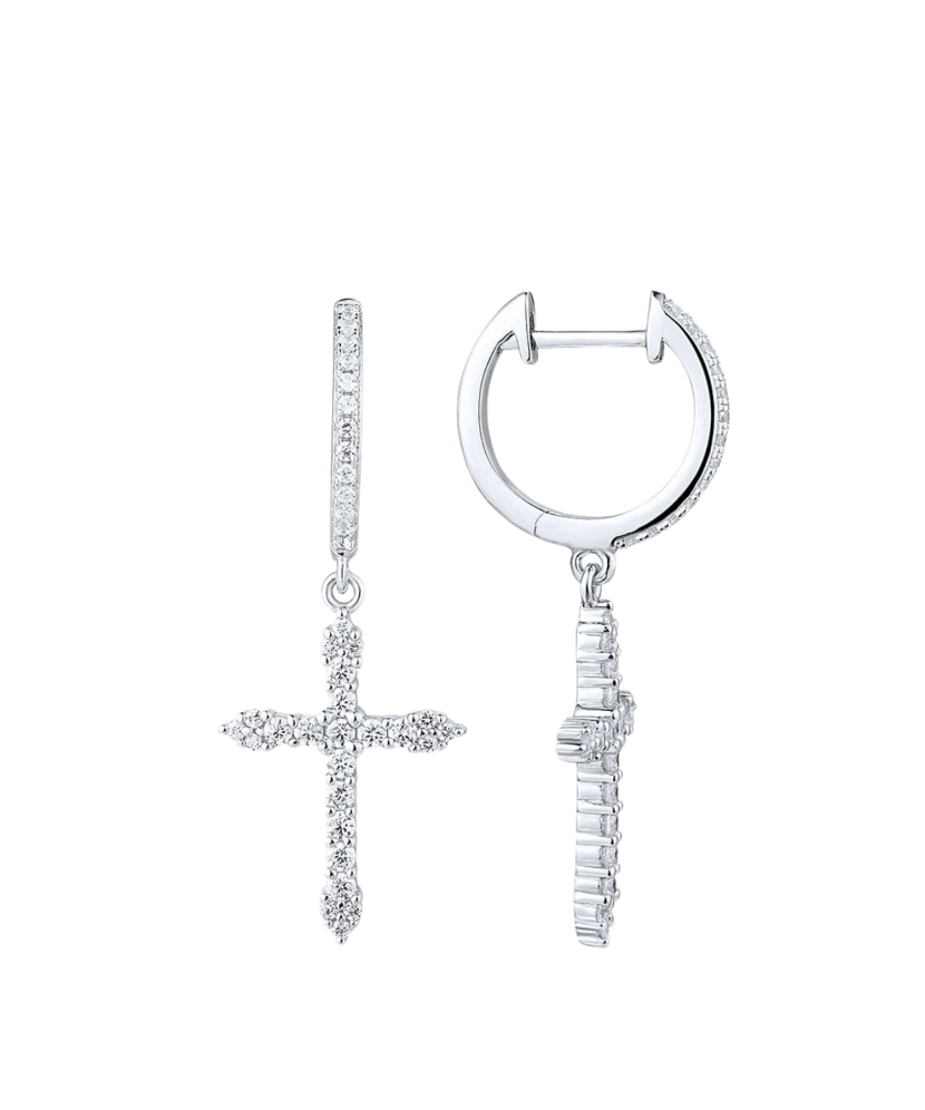 Hõbedast kõrvarõngad tsirkoonide "Ristid"