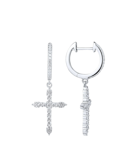 Hõbedast kõrvarõngad tsirkoonide "Ristid"