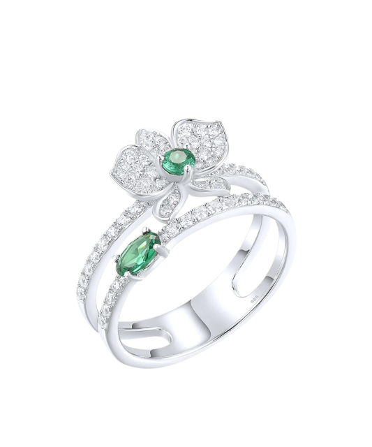 Hõbesõrmus tsirkoonidega ja spinelliga