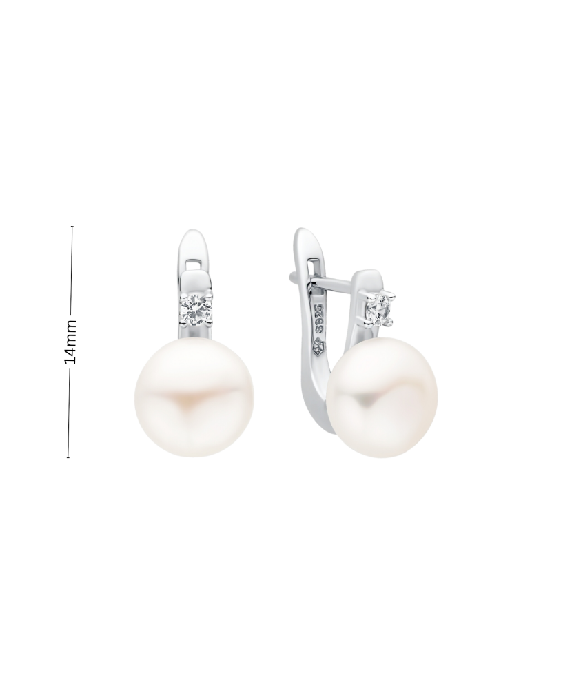 Серьги из серебра с жемчугом и цирконами