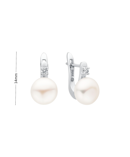 Серьги из серебра с жемчугом и цирконами