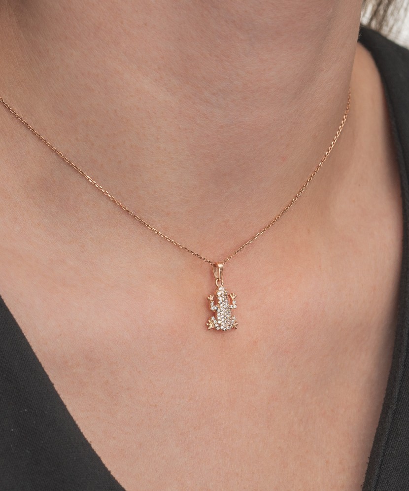 Золотой подвеска с цирконами "лягушонок"