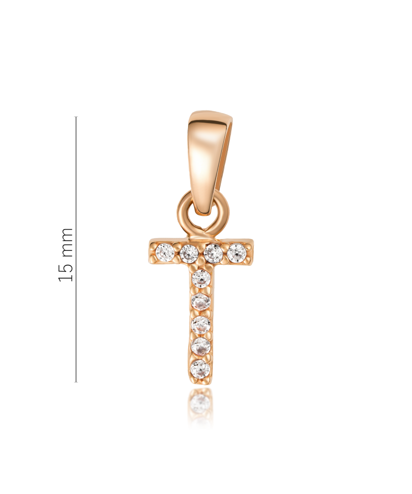 Золотой подвеска с цирконами буква T