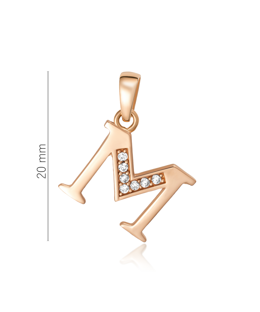 Золотой подвеска с цирконами буква M