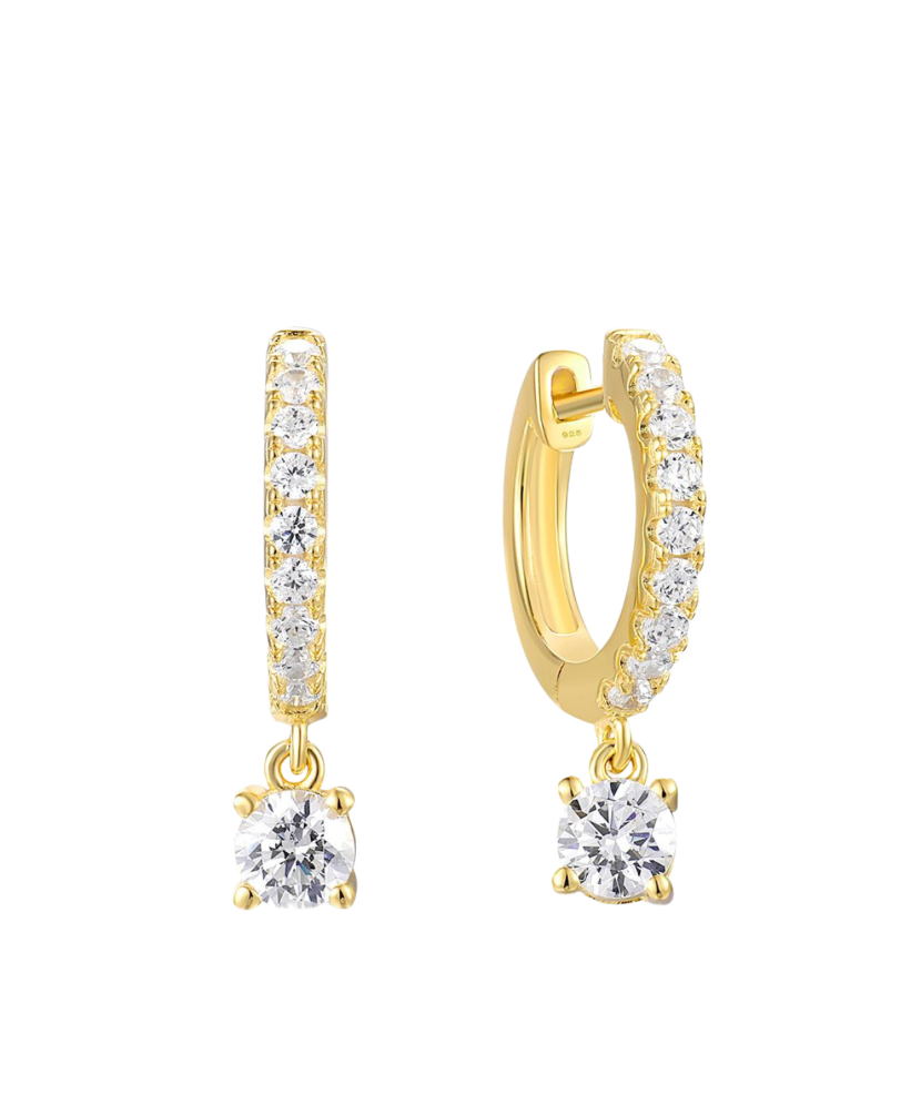 Kullatud hõbekõrvarõngad tsirkoonidega