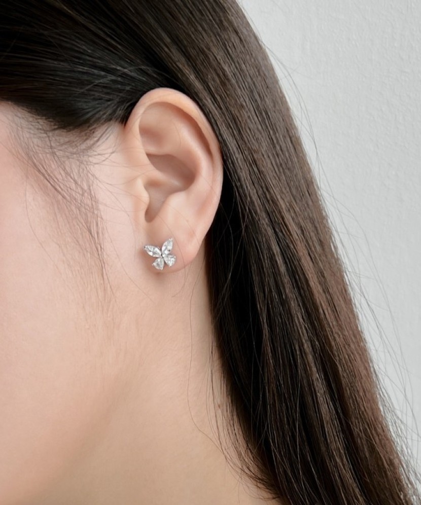 Серьги из серебра с цирконами "Бабочки"