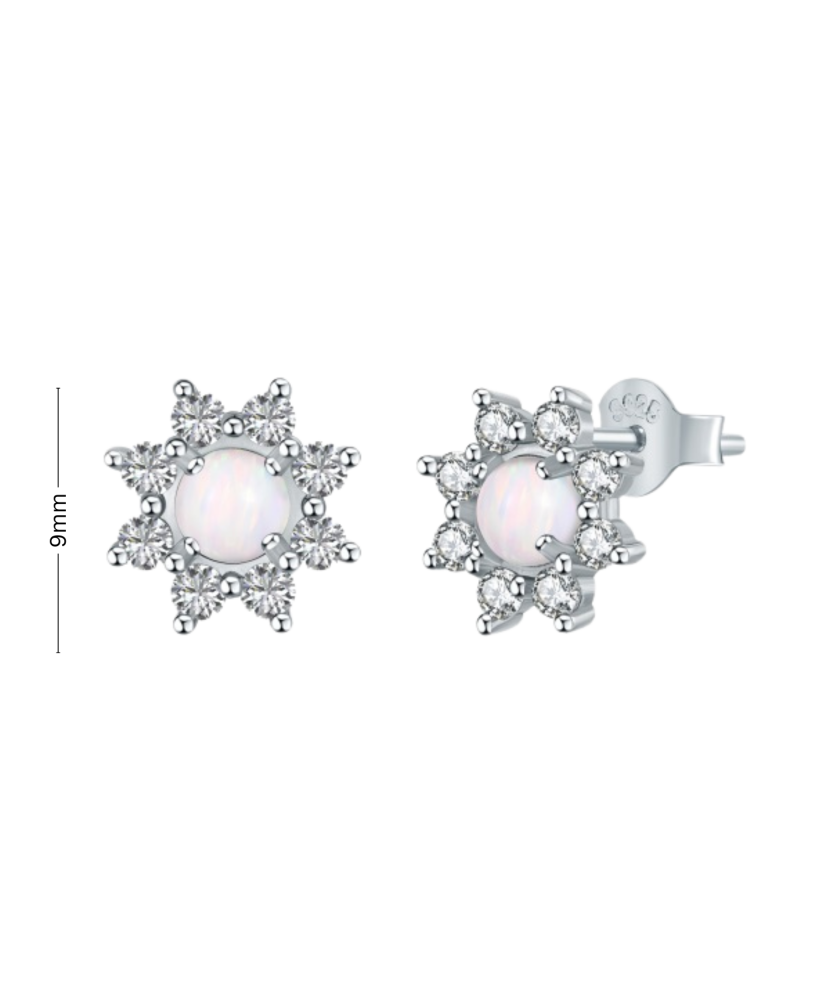 Hõbekõrvarõngad opaaliga ja tsirkoonidega