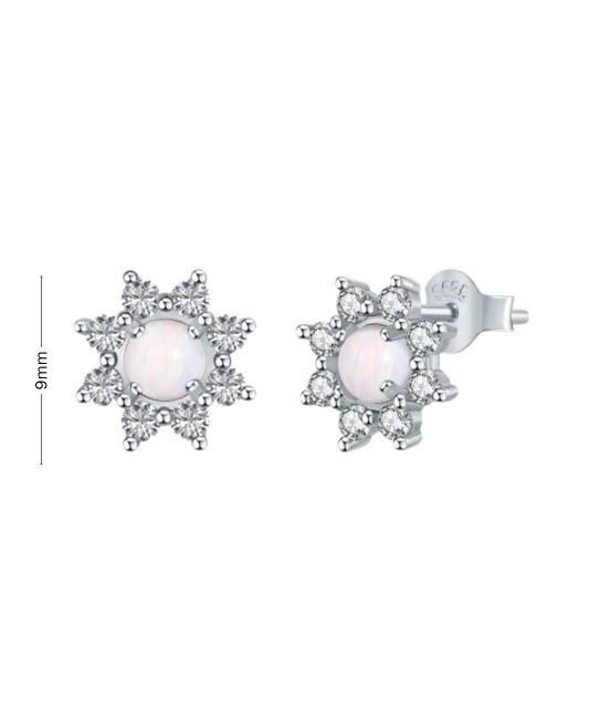 Серьги из серебра с опалом и цирконами