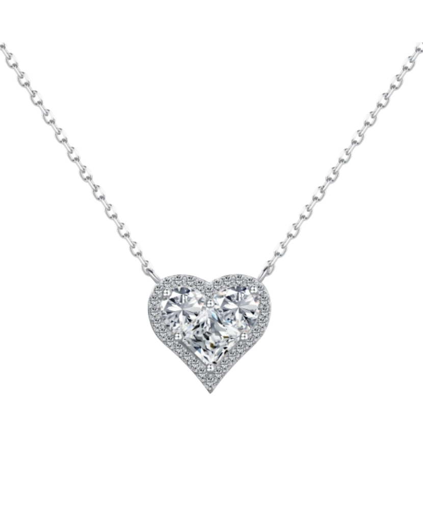 Hõbekett tsirkoonist ripatsiga "Süda"