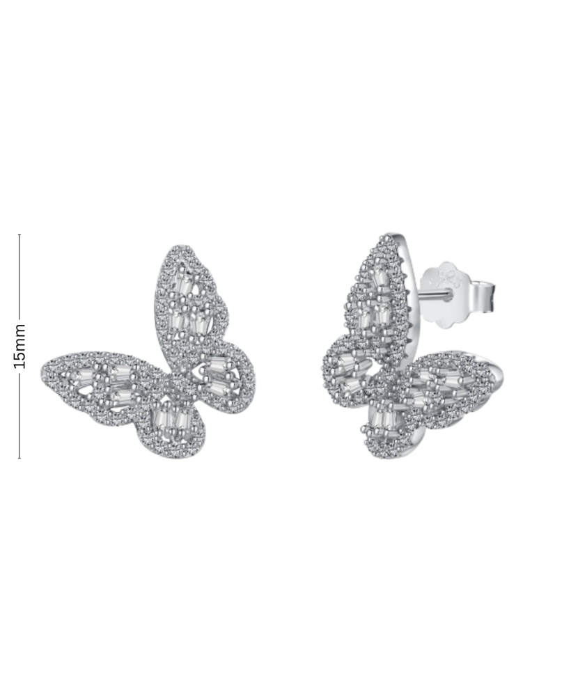 Hõbekõrvarõngad tsirkoonidega "Liblikad"