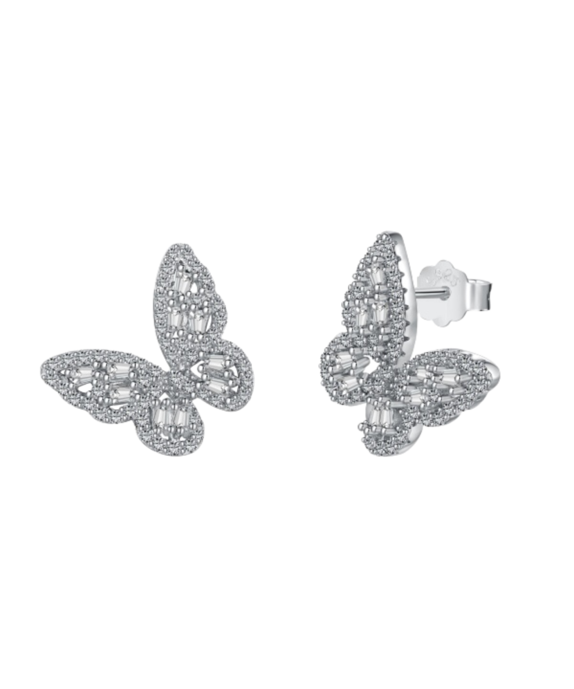 Серьги из серебра с цирконами "Бабочки"
