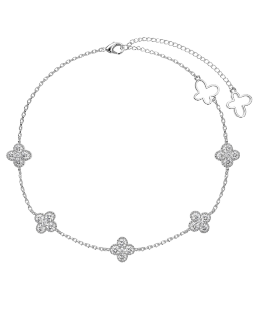 Hõbedast jalakett tsirkoonidega